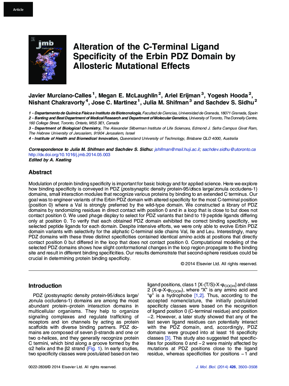 Alteration of the C-Terminal Ligand Specificity of the Erbin PDZ Domain by Allosteric Mutational Effects