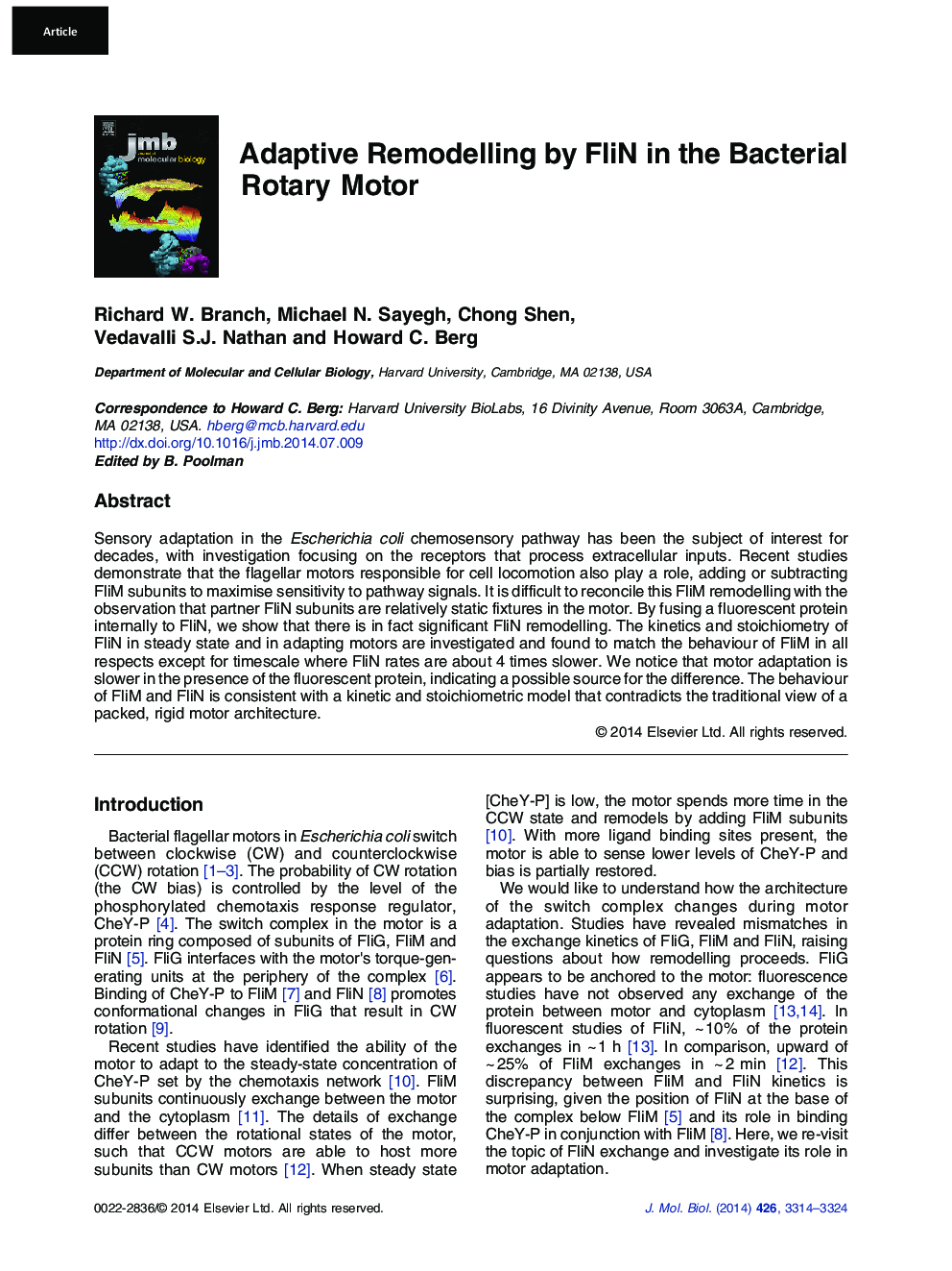 Adaptive Remodelling by FliN in the Bacterial Rotary Motor