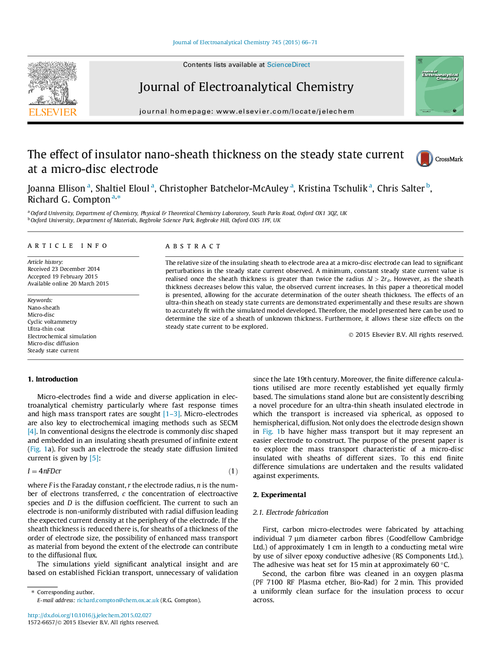 The effect of insulator nano-sheath thickness on the steady state current at a micro-disc electrode