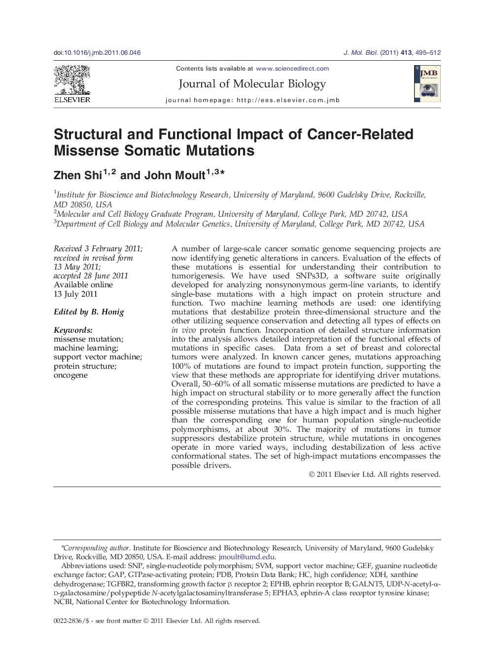 Structural and Functional Impact of Cancer-Related Missense Somatic Mutations