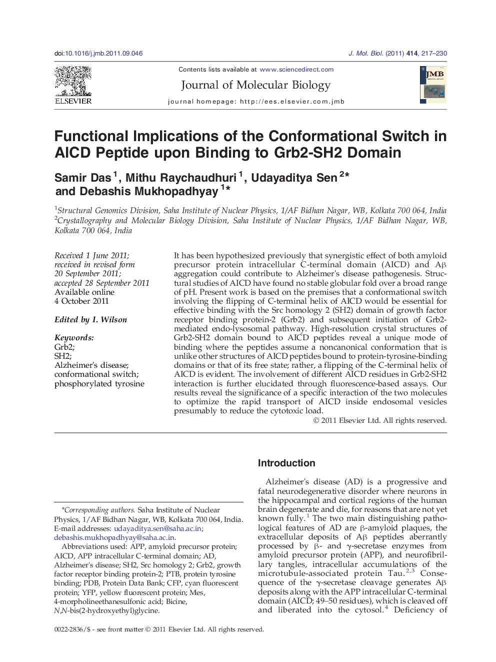 Functional Implications of the Conformational Switch in AICD Peptide upon Binding to Grb2-SH2 Domain