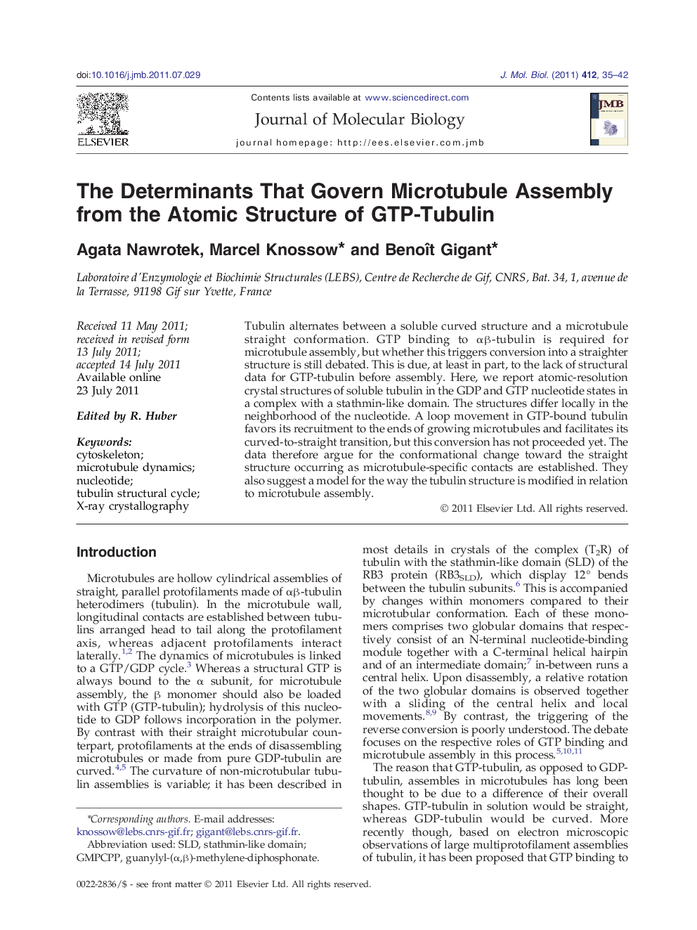 The Determinants That Govern Microtubule Assembly from the Atomic Structure of GTP-Tubulin