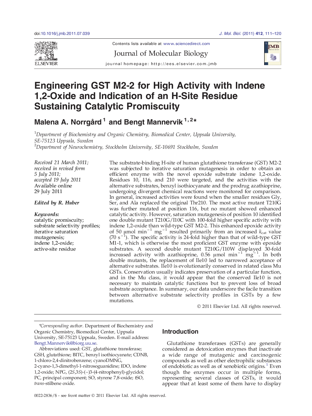 Engineering GST M2-2 for High Activity with Indene 1,2-Oxide and Indication of an H-Site Residue Sustaining Catalytic Promiscuity