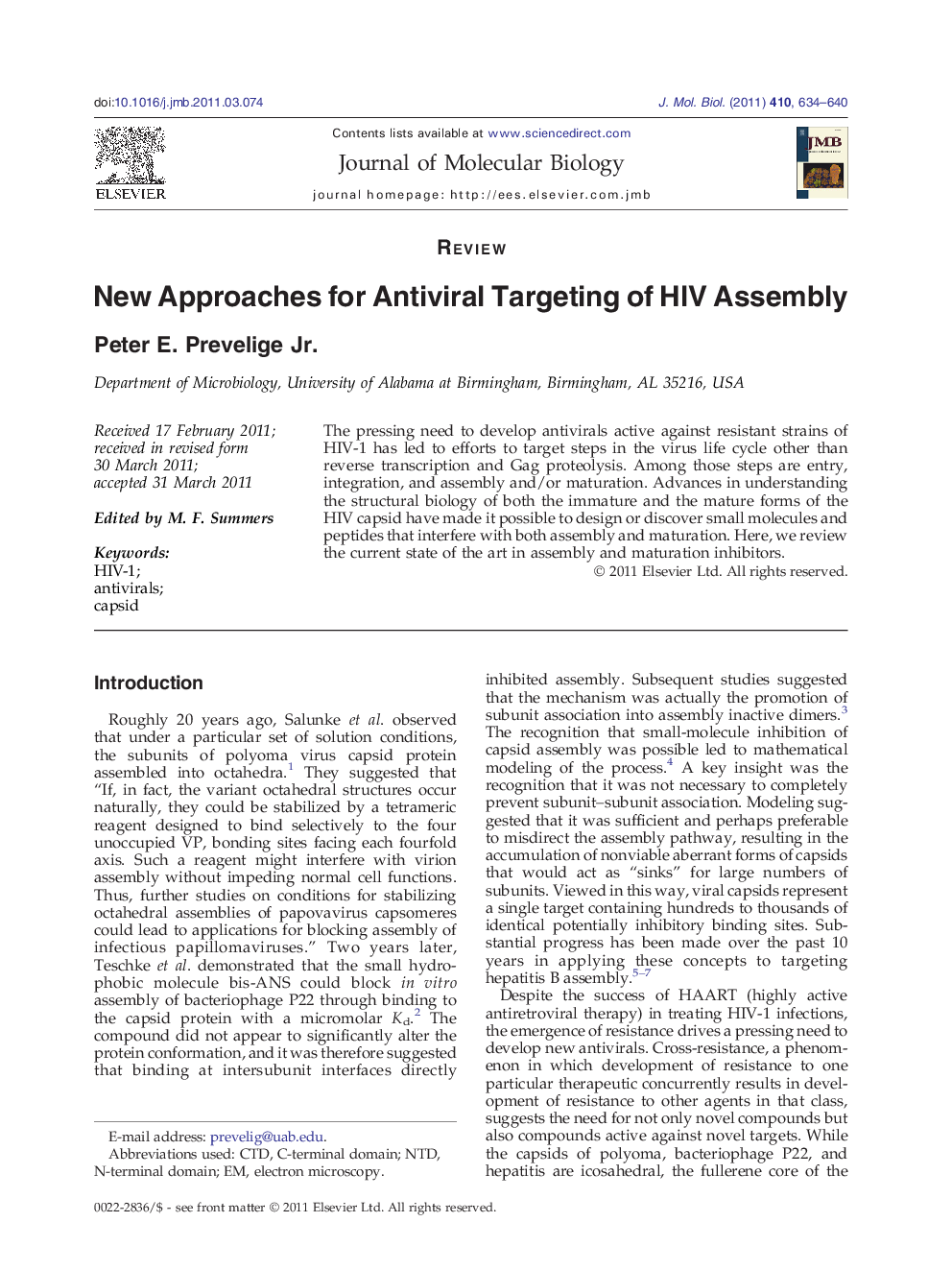 New Approaches for Antiviral Targeting of HIV Assembly