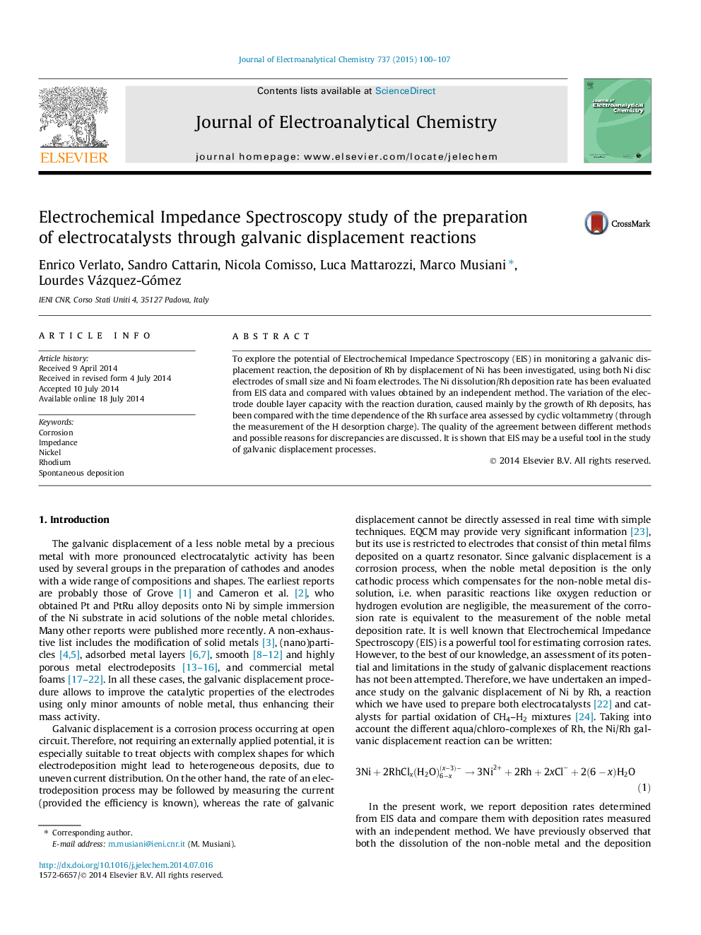 Electrochemical Impedance Spectroscopy study of the preparation of electrocatalysts through galvanic displacement reactions