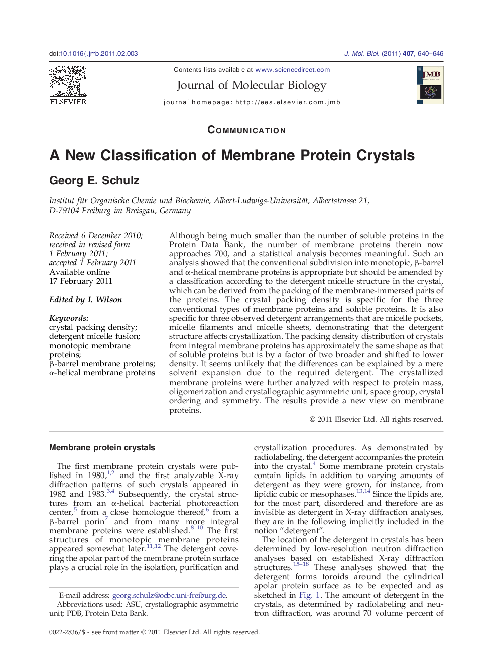 A New Classification of Membrane Protein Crystals
