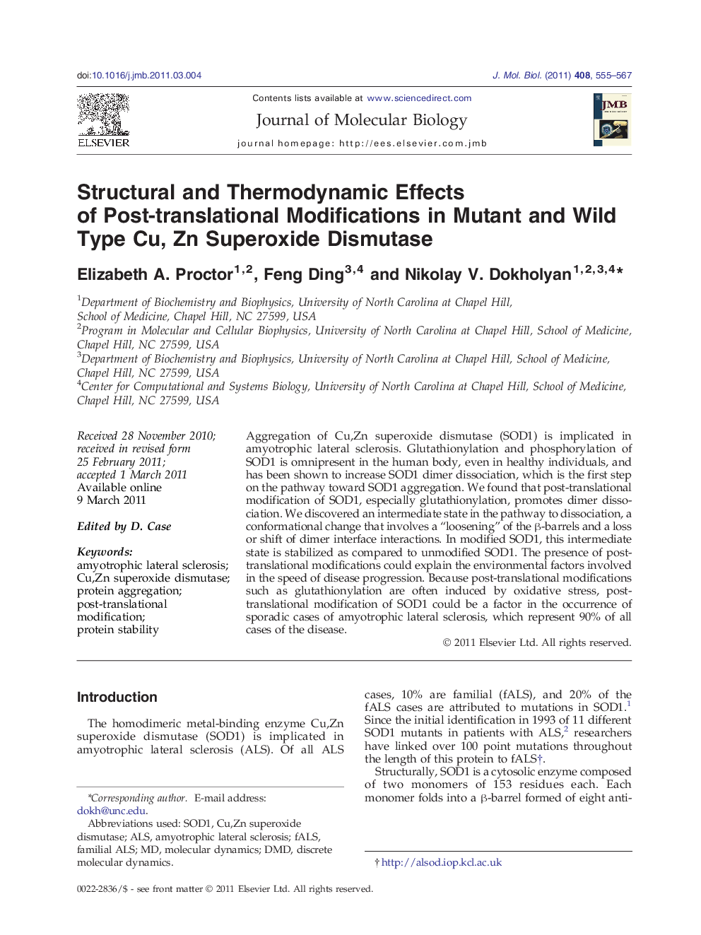 Structural and Thermodynamic Effects of Post-translational Modifications in Mutant and Wild Type Cu, Zn Superoxide Dismutase