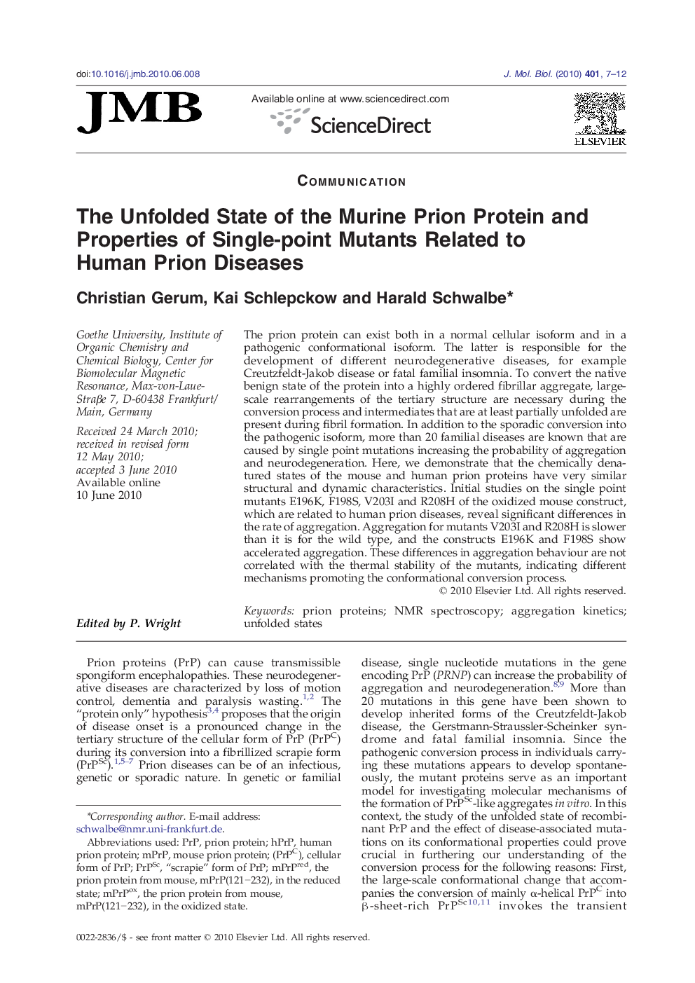 The Unfolded State of the Murine Prion Protein and Properties of Single-point Mutants Related to Human Prion Diseases