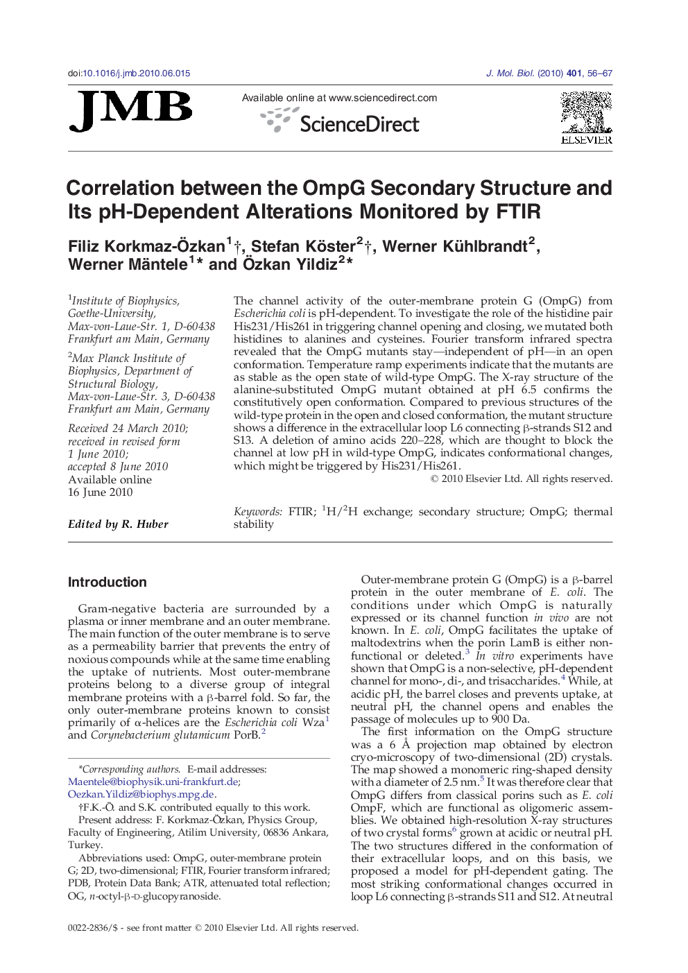 Correlation between the OmpG Secondary Structure and Its pH-Dependent Alterations Monitored by FTIR