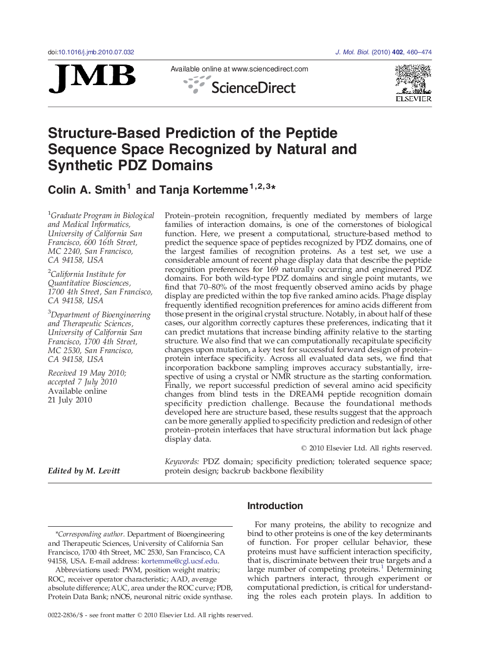 Structure-Based Prediction of the Peptide Sequence Space Recognized by Natural and Synthetic PDZ Domains