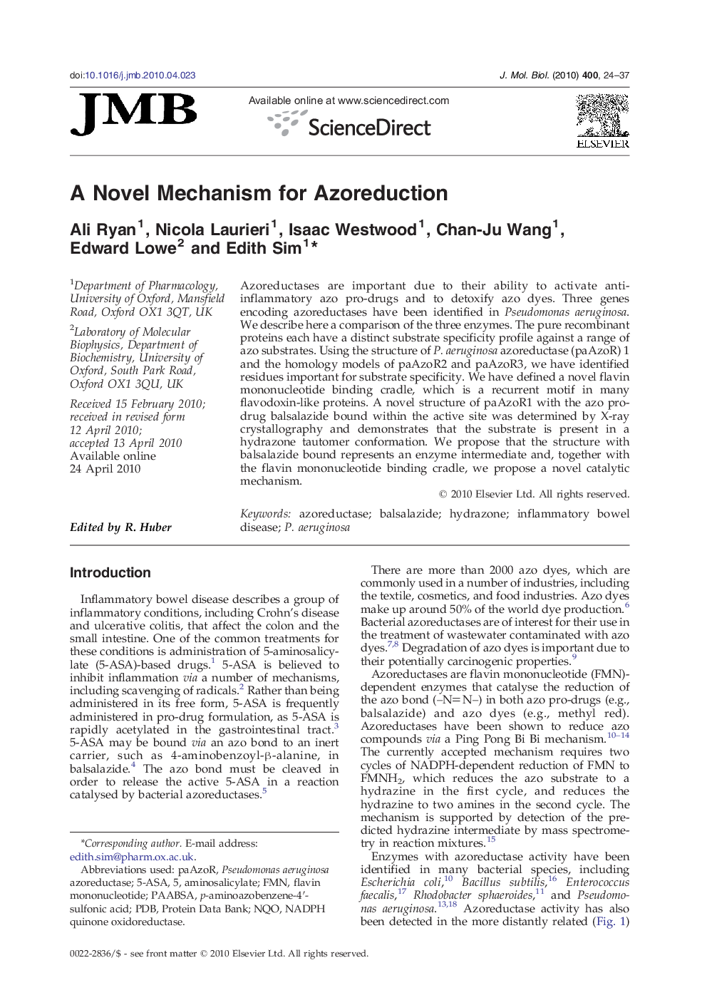 A Novel Mechanism for Azoreduction