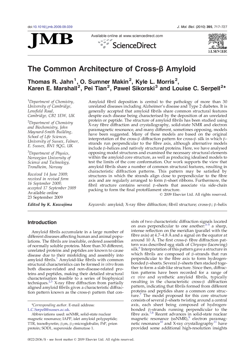 The Common Architecture of Cross-β Amyloid