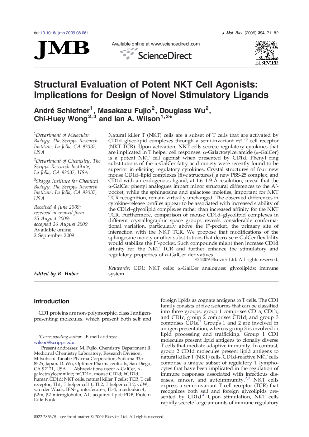 Structural Evaluation of Potent NKT Cell Agonists: Implications for Design of Novel Stimulatory Ligands