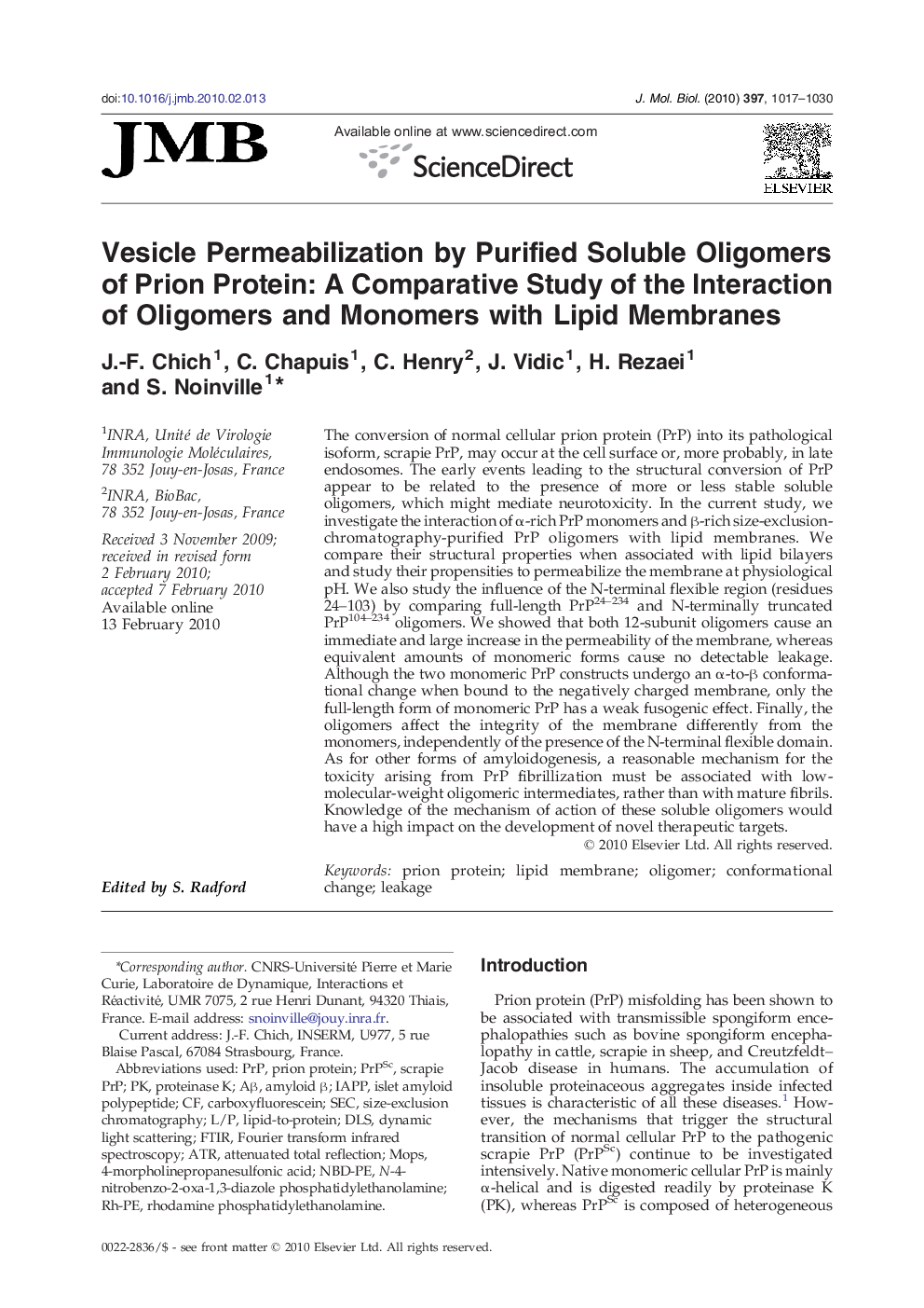 Vesicle Permeabilization by Purified Soluble Oligomers of Prion Protein: A Comparative Study of the Interaction of Oligomers and Monomers with Lipid Membranes