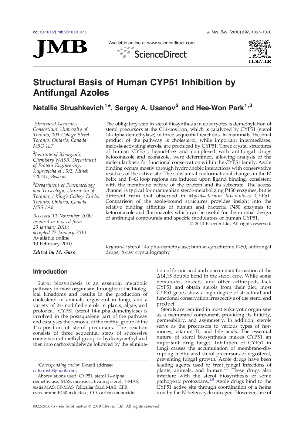 Structural Basis of Human CYP51 Inhibition by Antifungal Azoles