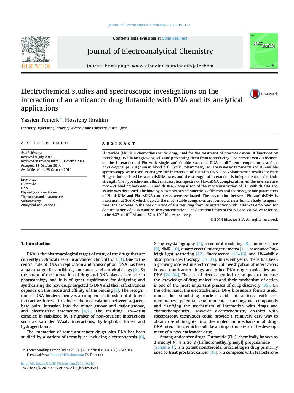 Electrochemical studies and spectroscopic investigations on the interaction of an anticancer drug flutamide with DNA and its analytical applications