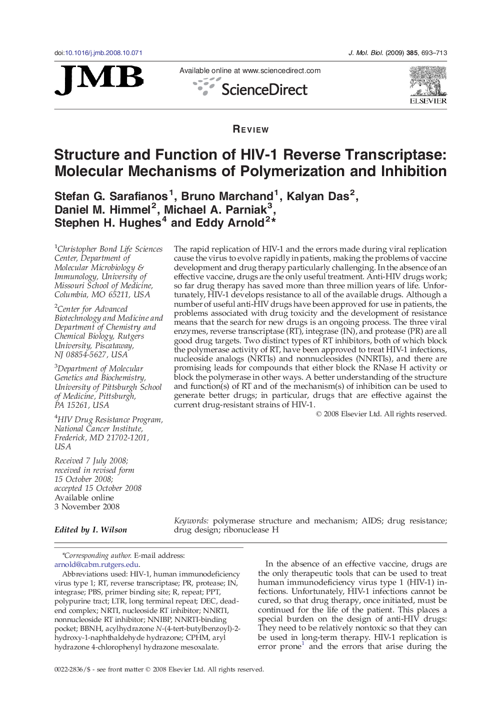 Structure and Function of HIV-1 Reverse Transcriptase: Molecular Mechanisms of Polymerization and Inhibition