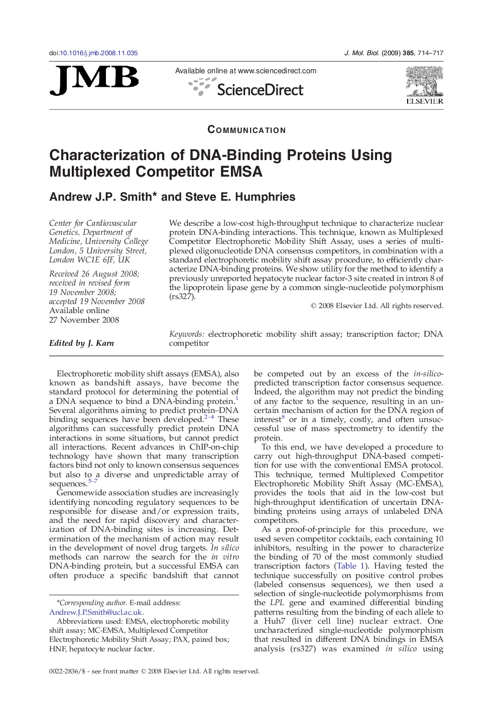 Characterization of DNA-Binding Proteins Using Multiplexed Competitor EMSA