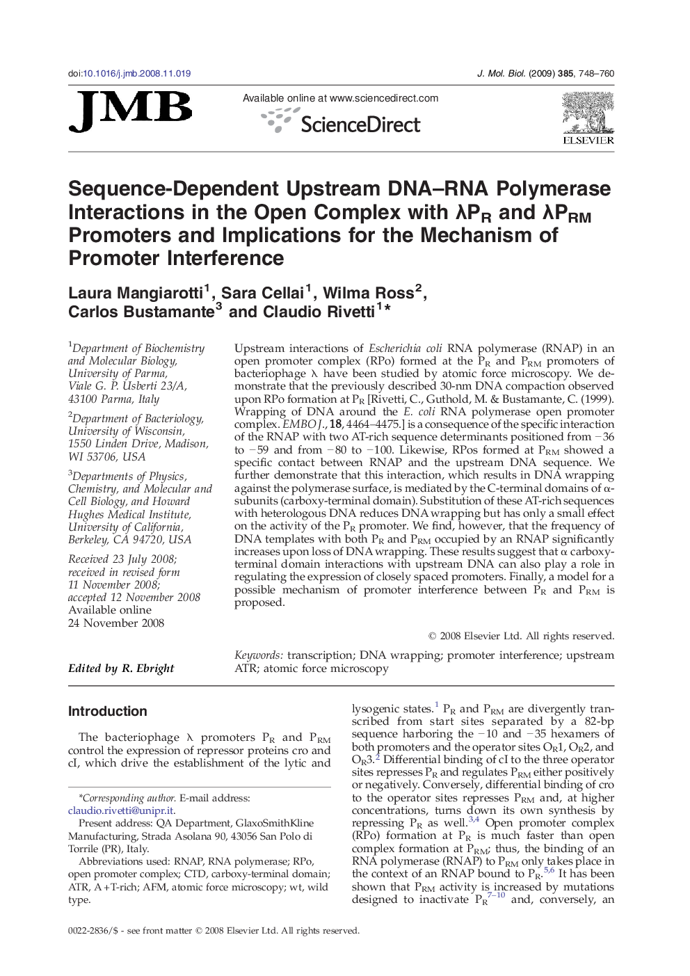 Sequence-Dependent Upstream DNA–RNA Polymerase Interactions in the Open Complex with λPR and λPRM Promoters and Implications for the Mechanism of Promoter Interference