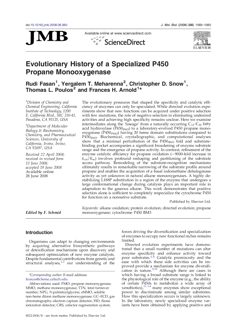 Evolutionary History of a Specialized P450 Propane Monooxygenase