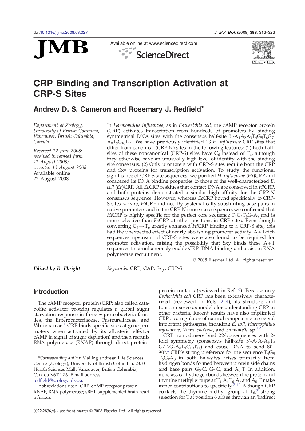 CRP Binding and Transcription Activation at CRP-S Sites