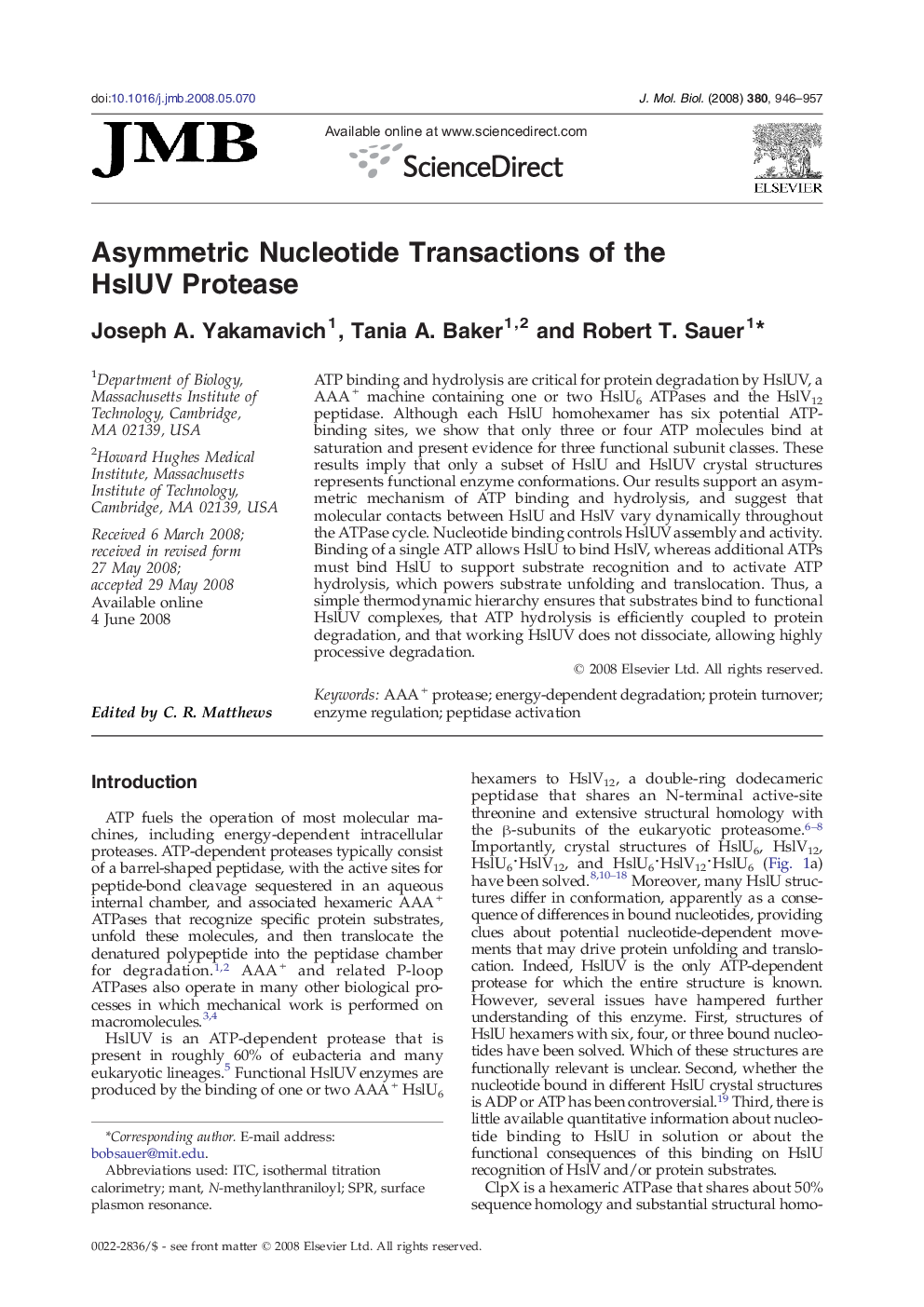 Asymmetric Nucleotide Transactions of the HslUV Protease