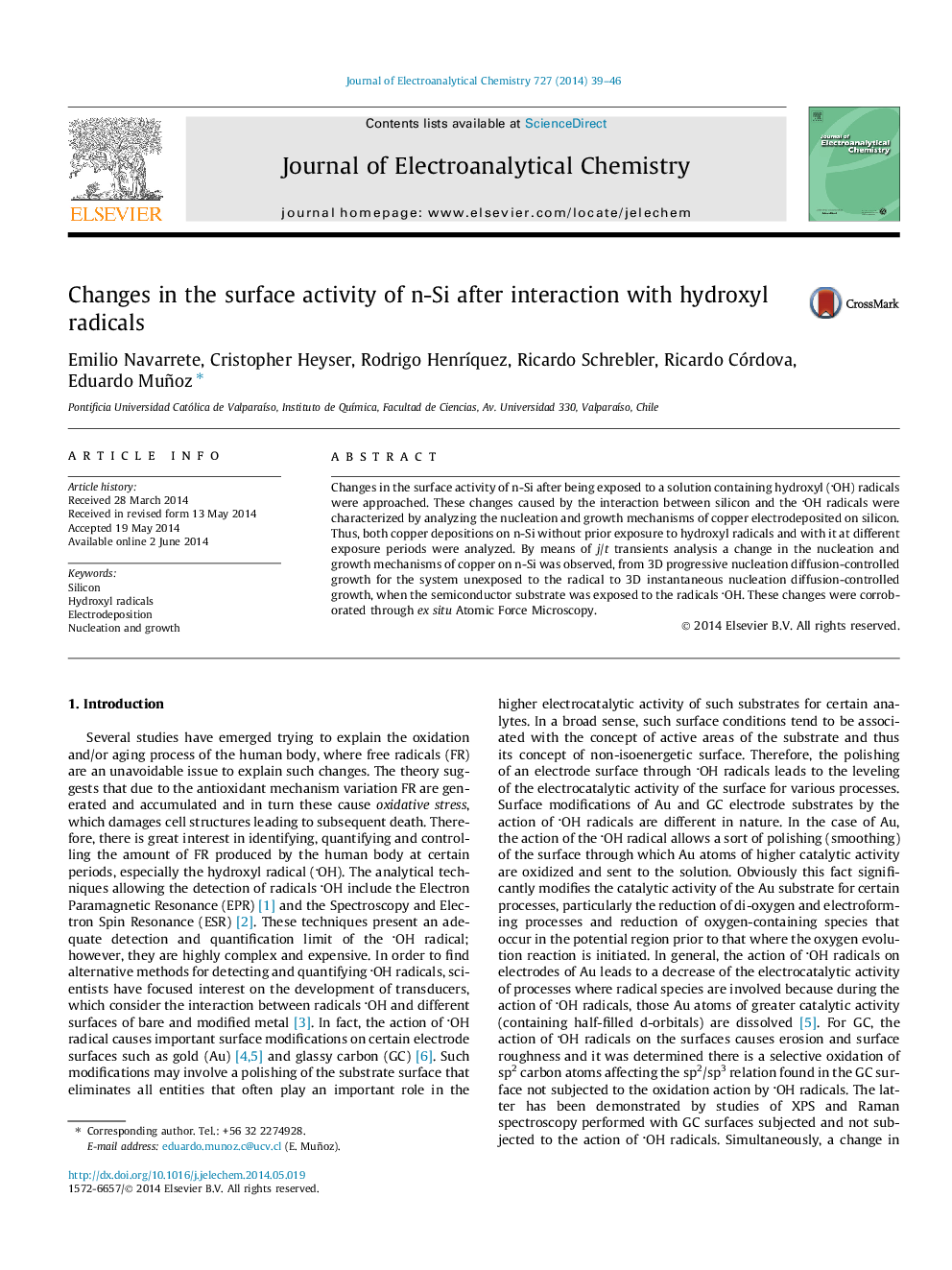 Changes in the surface activity of n-Si after interaction with hydroxyl radicals