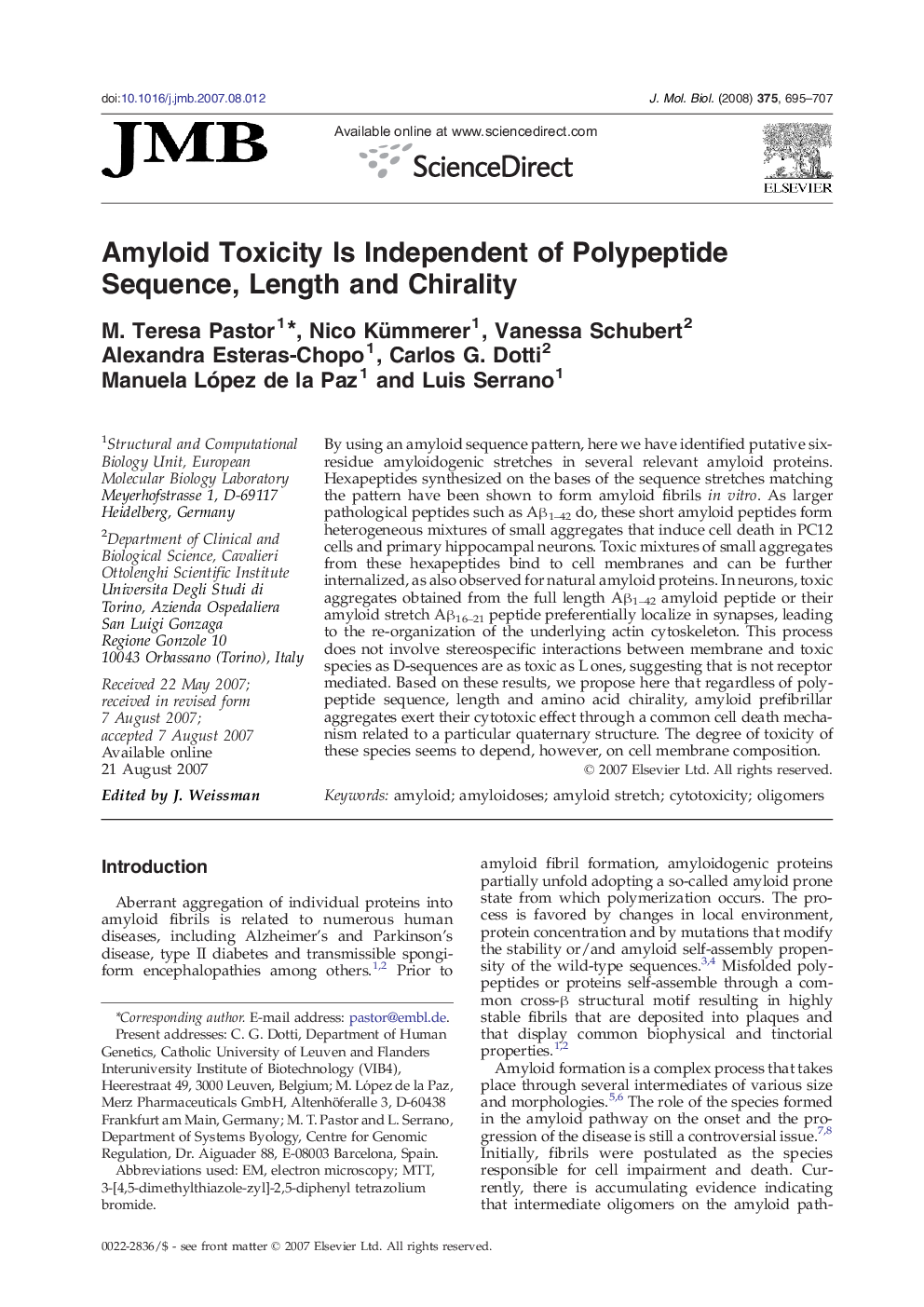 Amyloid Toxicity Is Independent of Polypeptide Sequence, Length and Chirality