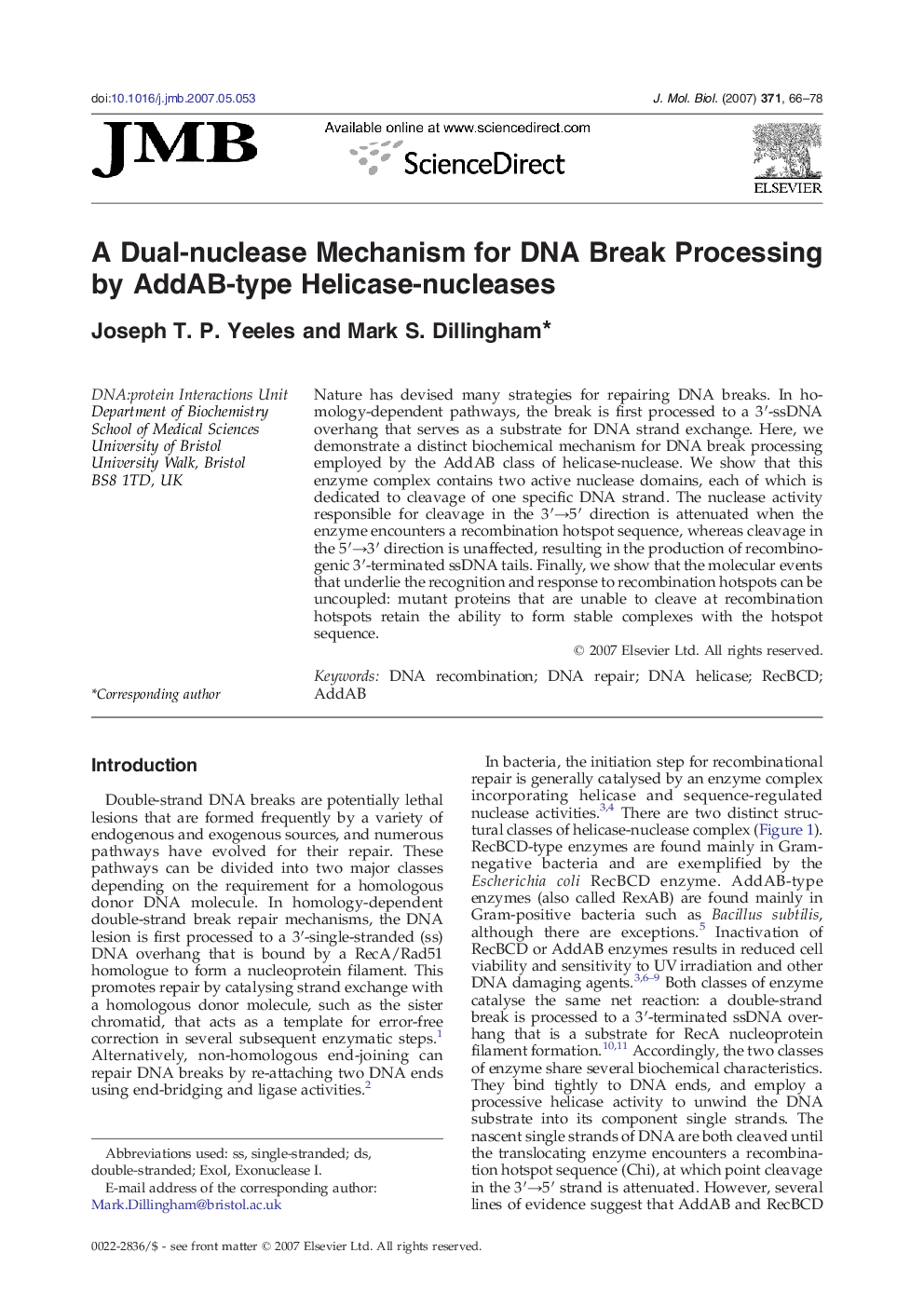 A Dual-nuclease Mechanism for DNA Break Processing by AddAB-type Helicase-nucleases