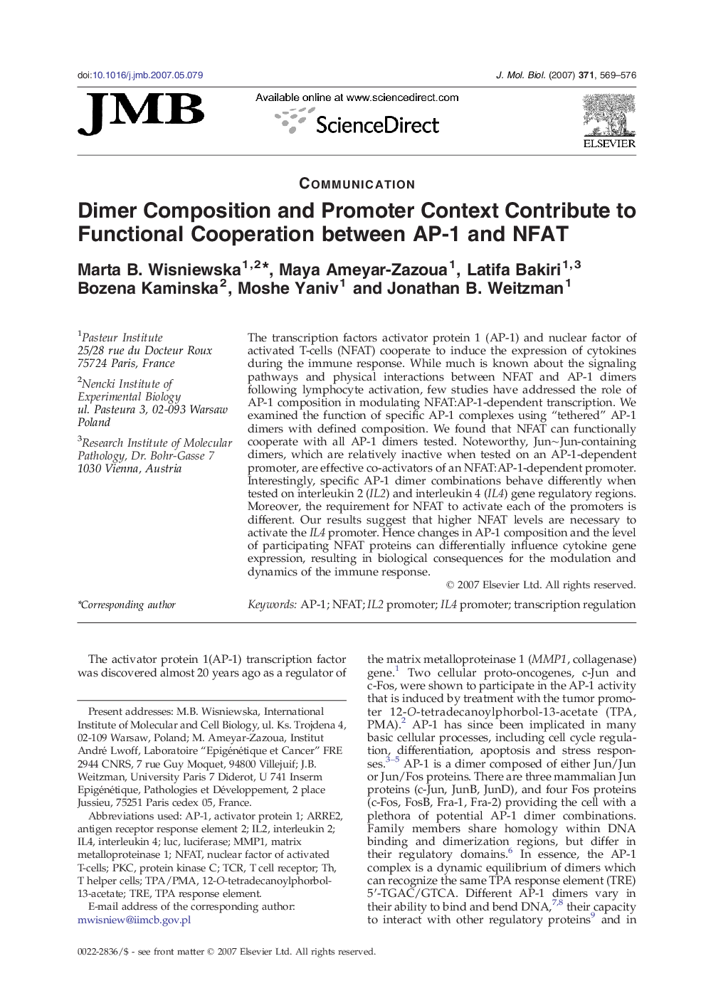 Dimer Composition and Promoter Context Contribute to Functional Cooperation between AP-1 and NFAT