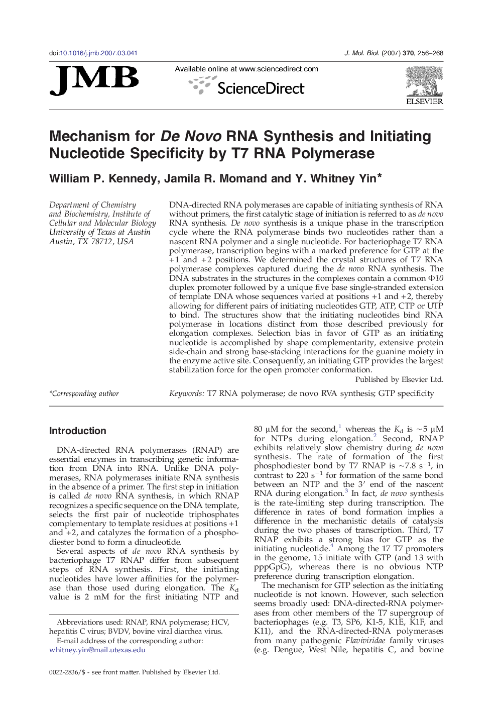 Mechanism for De Novo RNA Synthesis and Initiating Nucleotide Specificity by T7 RNA Polymerase