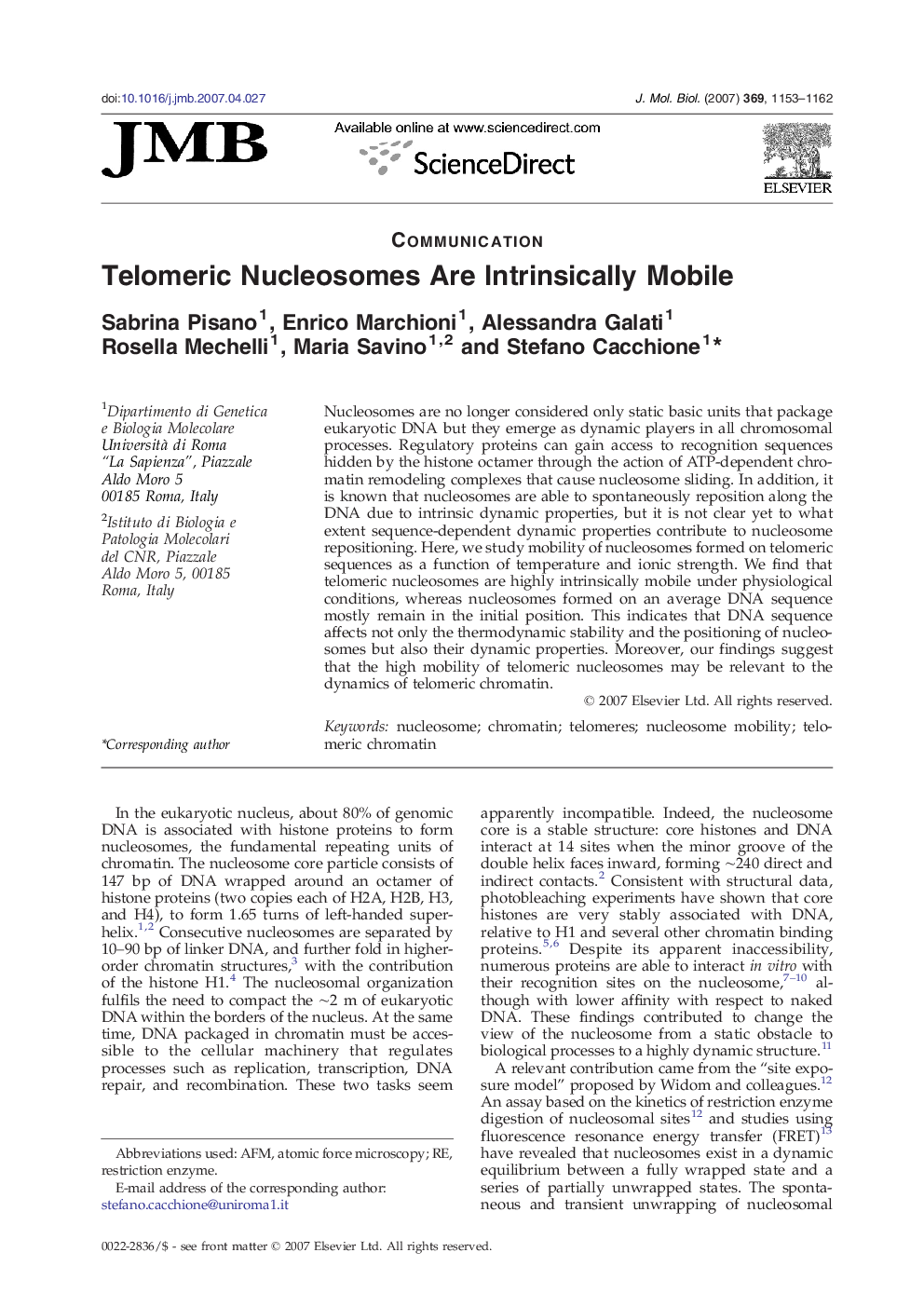 Telomeric Nucleosomes Are Intrinsically Mobile