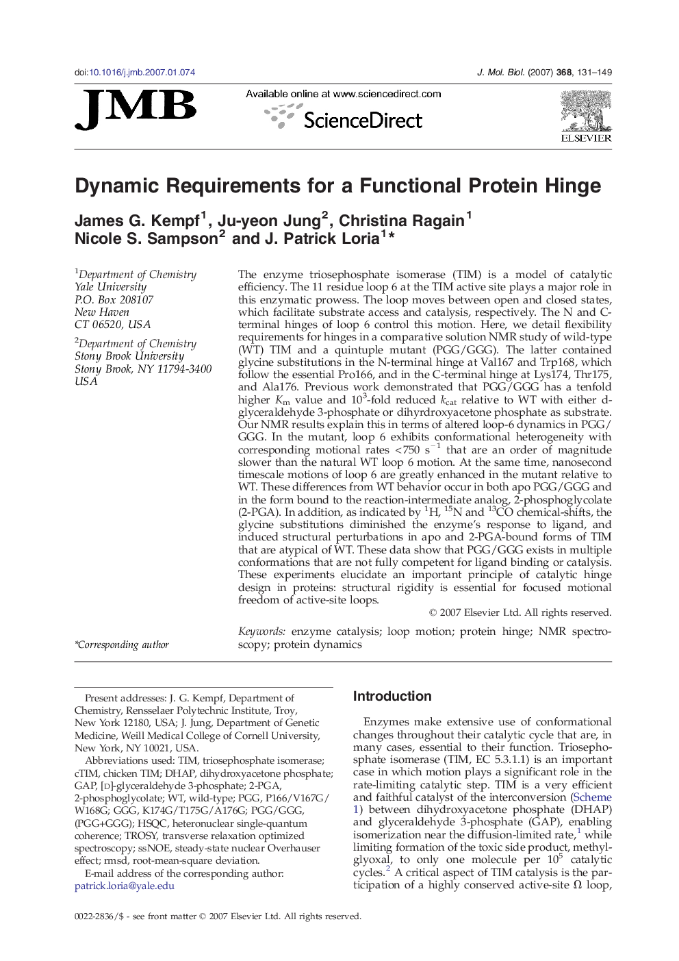 Dynamic Requirements for a Functional Protein Hinge