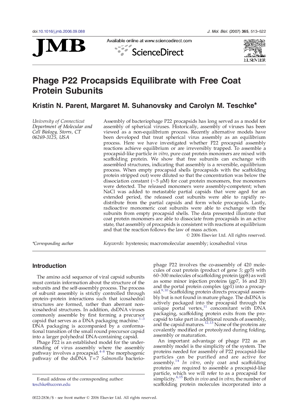 Phage P22 Procapsids Equilibrate with Free Coat Protein Subunits