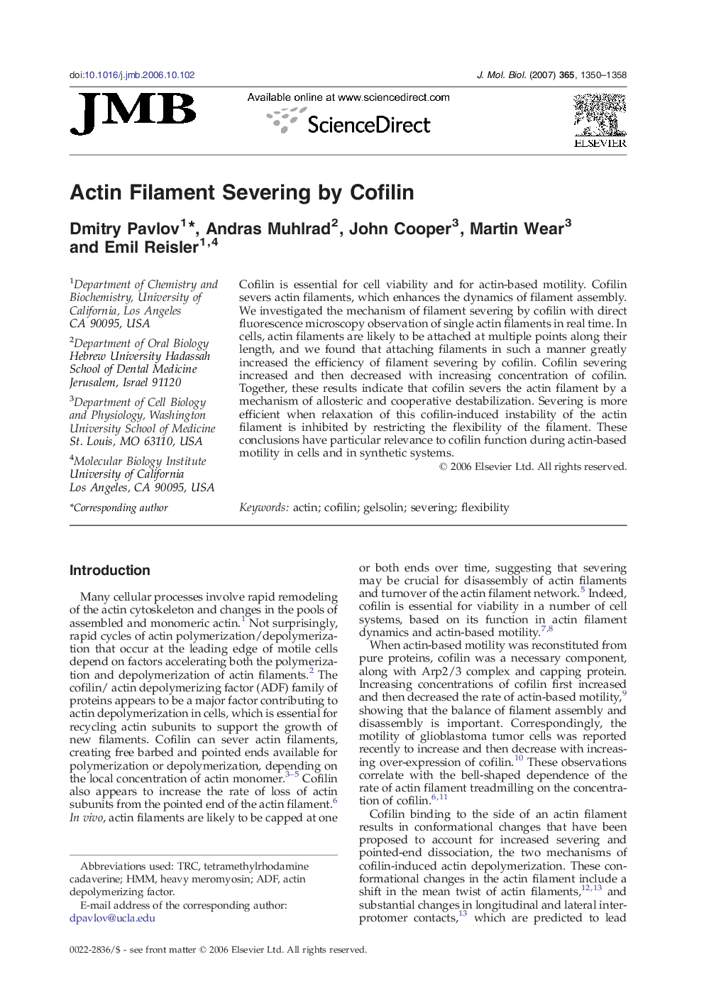 Actin Filament Severing by Cofilin