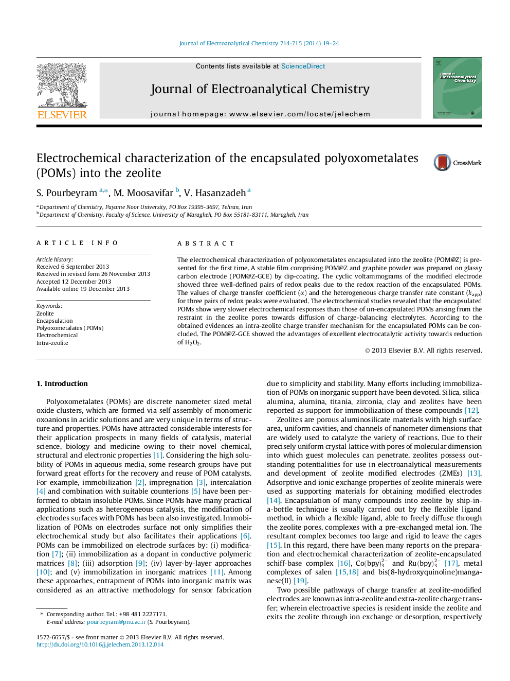 Electrochemical characterization of the encapsulated polyoxometalates (POMs) into the zeolite