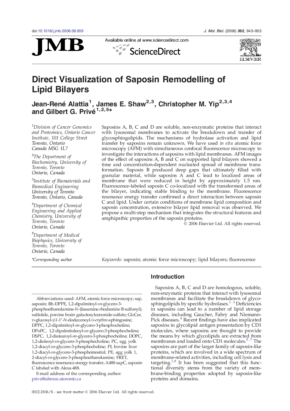 Direct Visualization of Saposin Remodelling of Lipid Bilayers
