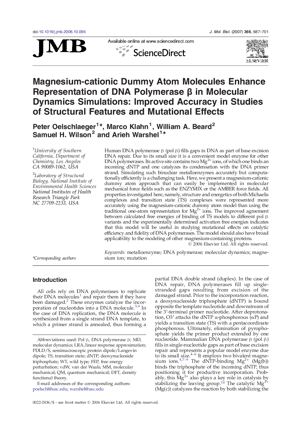 Magnesium-cationic Dummy Atom Molecules Enhance Representation of DNA Polymerase β in Molecular Dynamics Simulations: Improved Accuracy in Studies of Structural Features and Mutational Effects