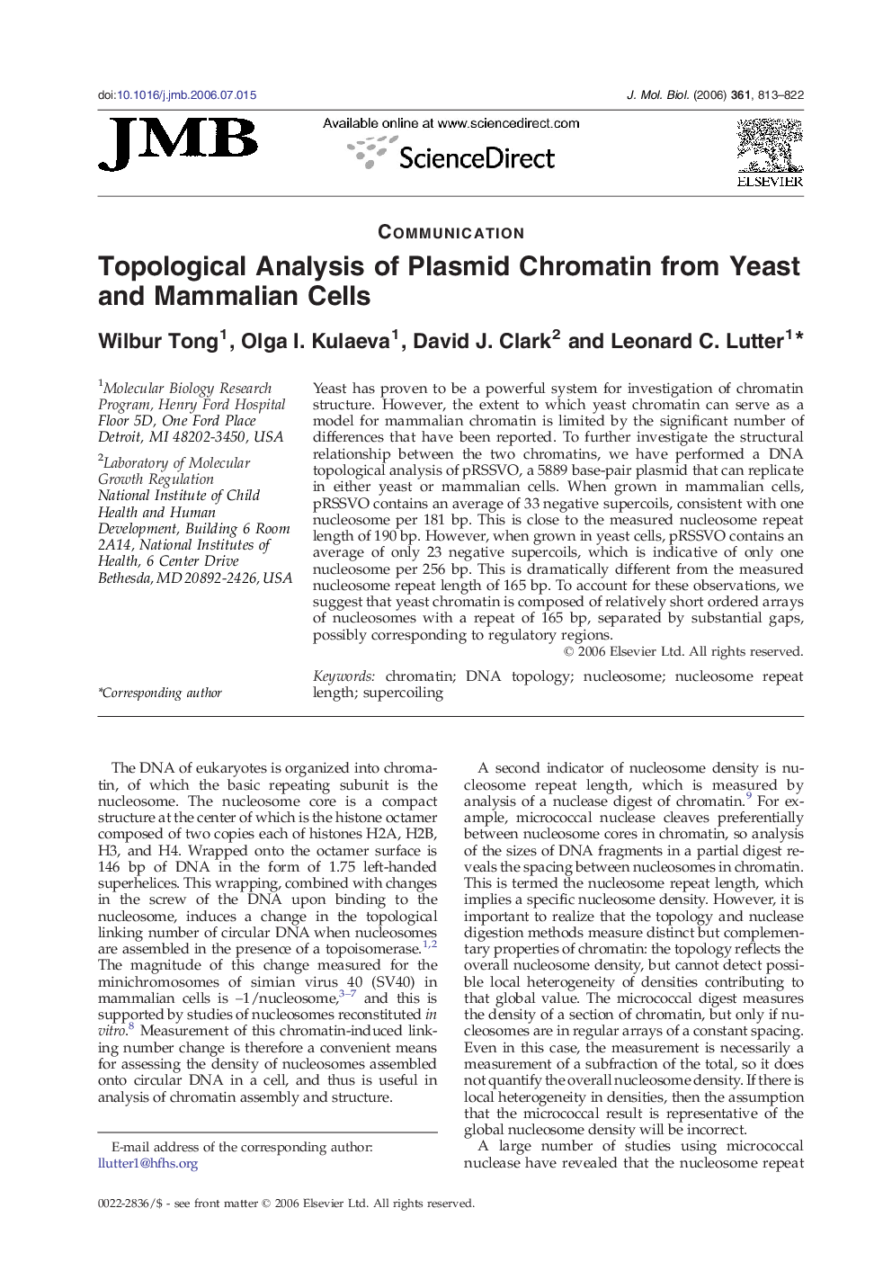 Topological Analysis of Plasmid Chromatin from Yeast and Mammalian Cells