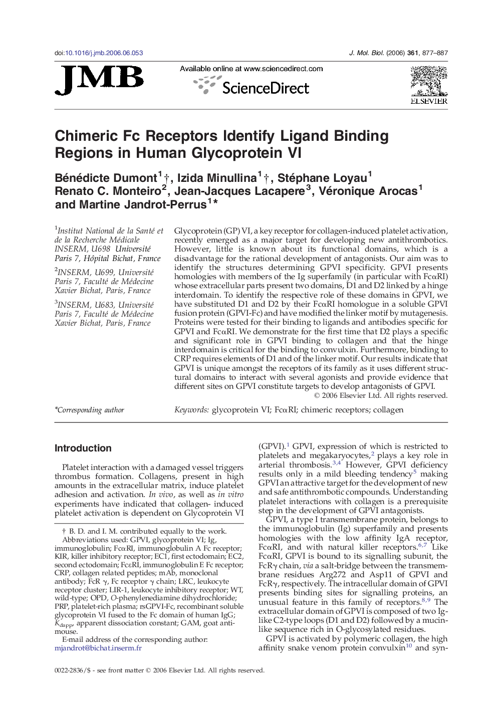 Chimeric Fc Receptors Identify Ligand Binding Regions in Human Glycoprotein VI