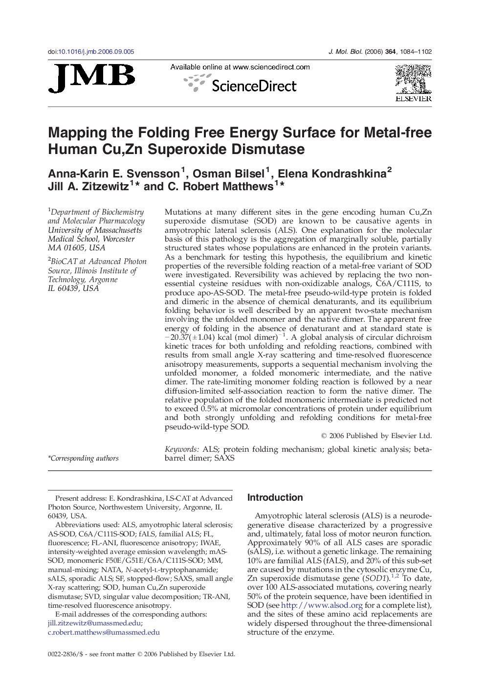 Mapping the Folding Free Energy Surface for Metal-free Human Cu,Zn Superoxide Dismutase