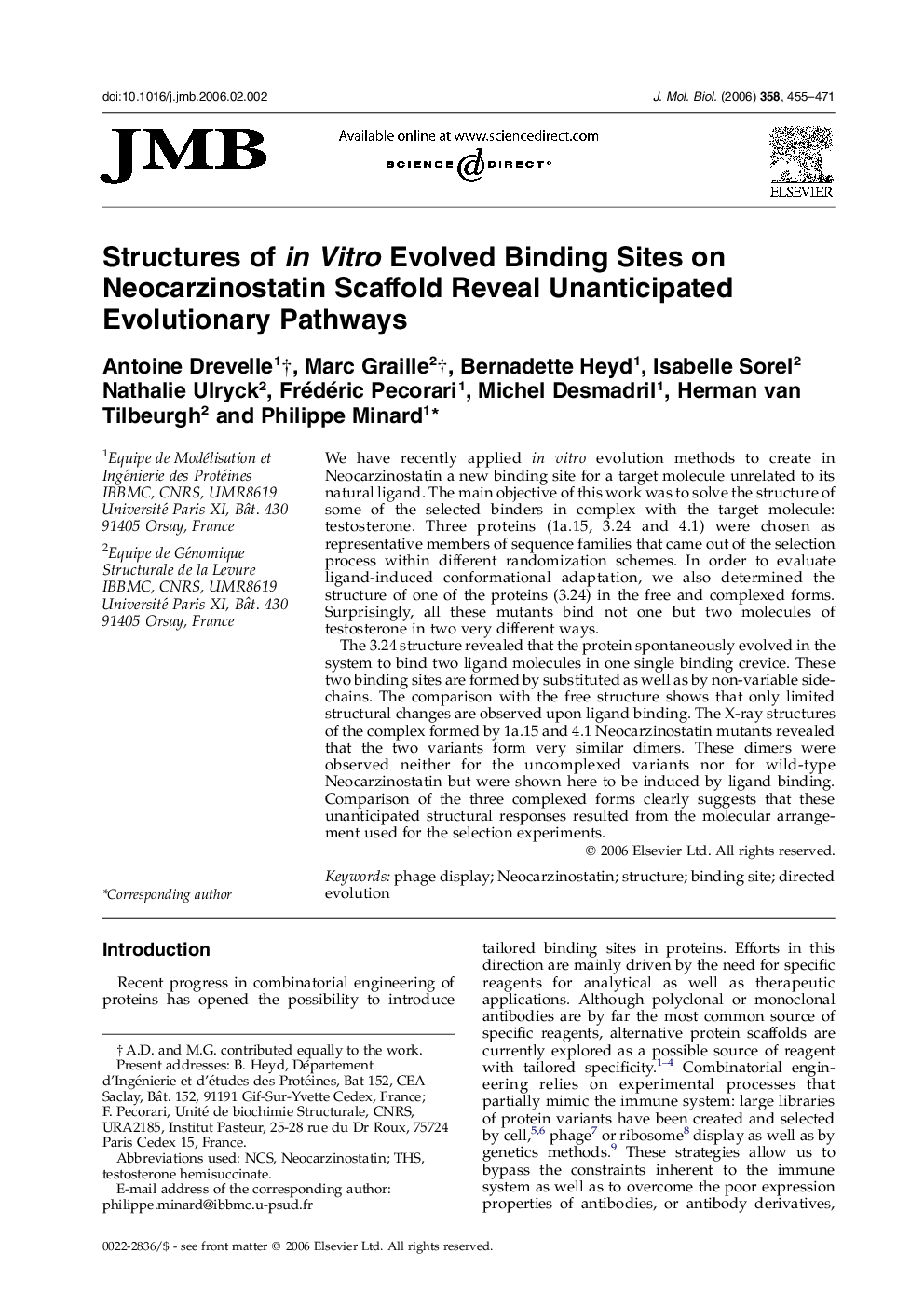 Structures of in Vitro Evolved Binding Sites on Neocarzinostatin Scaffold Reveal Unanticipated Evolutionary Pathways