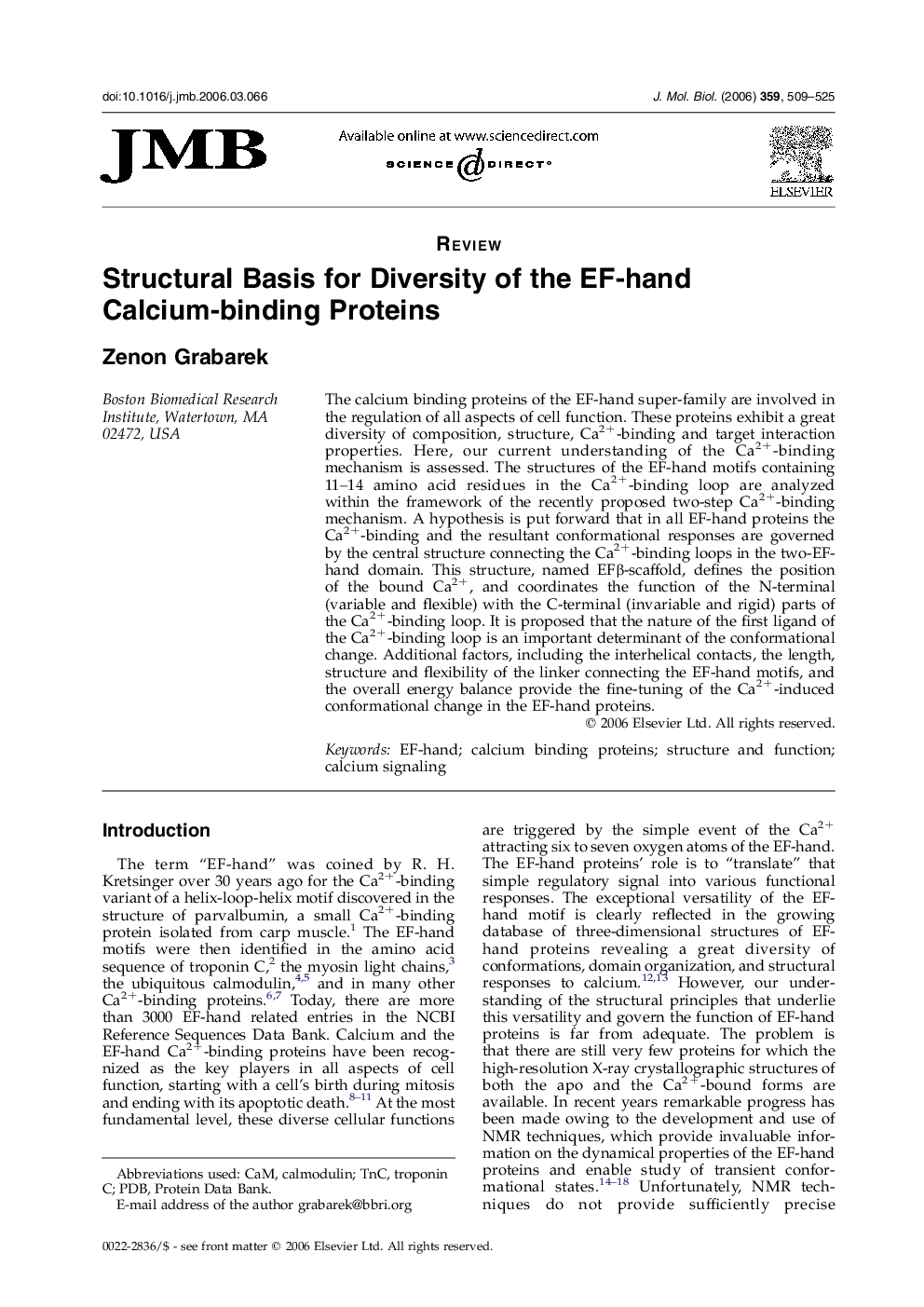 Structural Basis for Diversity of the EF-hand Calcium-binding Proteins