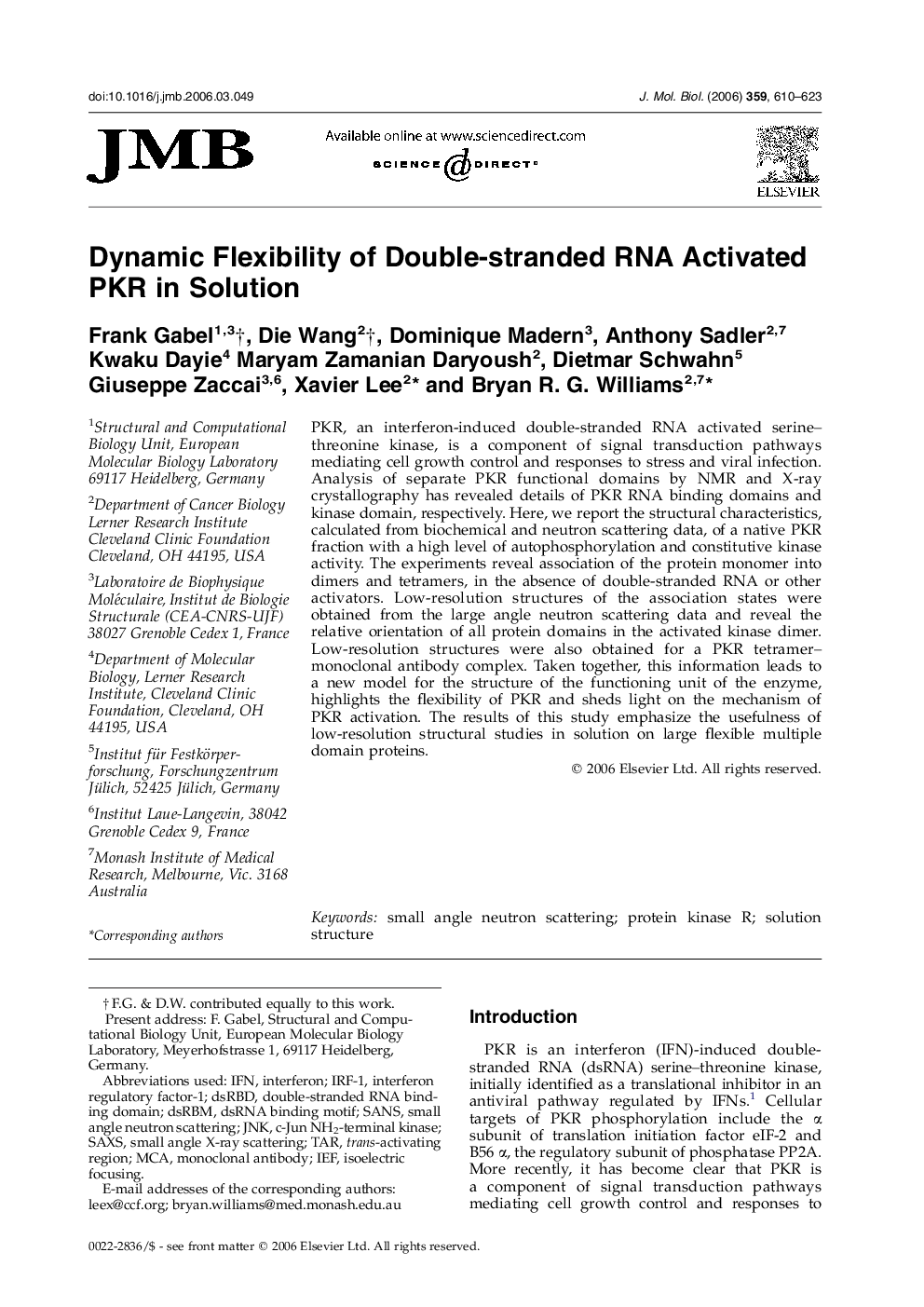 Dynamic Flexibility of Double-stranded RNA Activated PKR in Solution