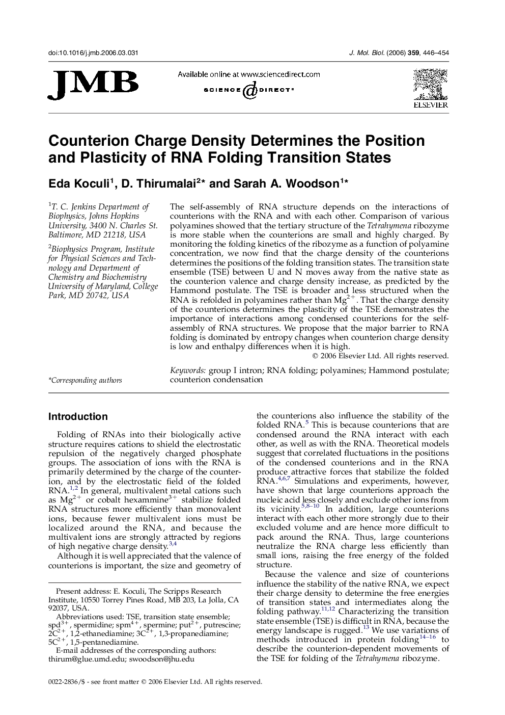 Counterion Charge Density Determines the Position and Plasticity of RNA Folding Transition States