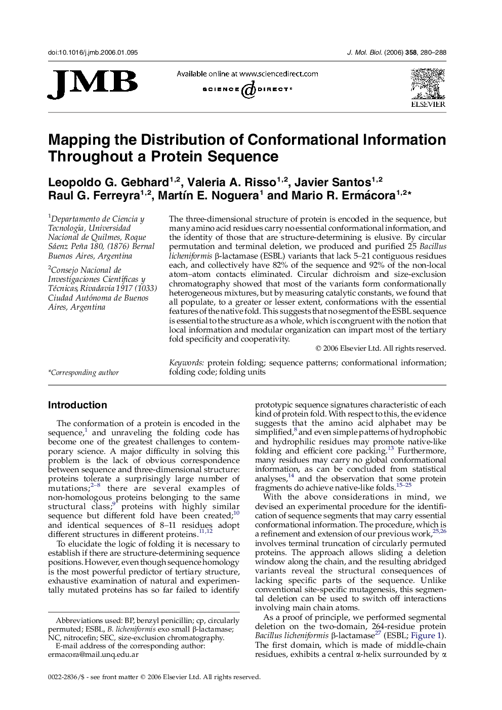 Mapping the Distribution of Conformational Information Throughout a Protein Sequence