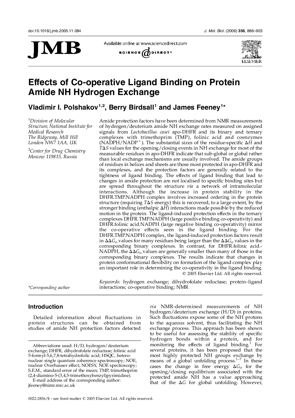 Effects of Co-operative Ligand Binding on Protein Amide NH Hydrogen Exchange