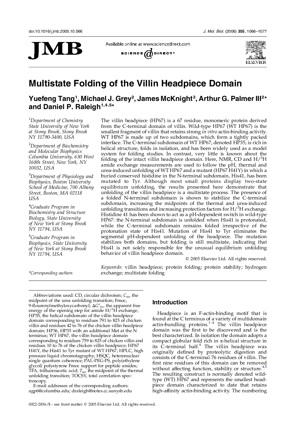 Multistate Folding of the Villin Headpiece Domain