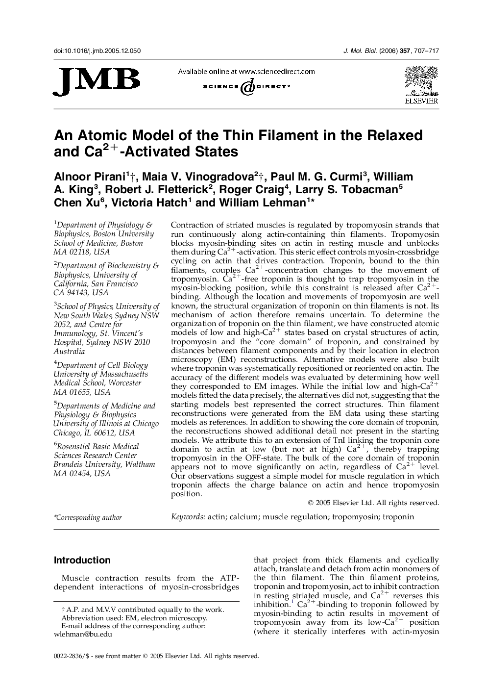 An Atomic Model of the Thin Filament in the Relaxed and Ca2+-Activated States