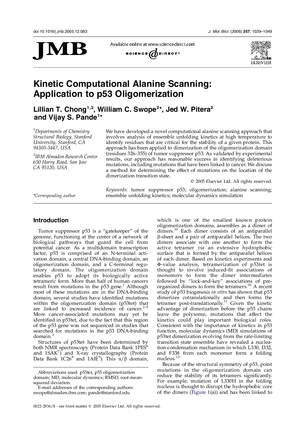 Kinetic Computational Alanine Scanning: Application to p53 Oligomerization